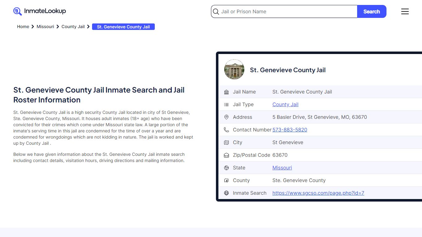 St. Genevieve County Jail Inmate Search - St Genevieve Missouri ...